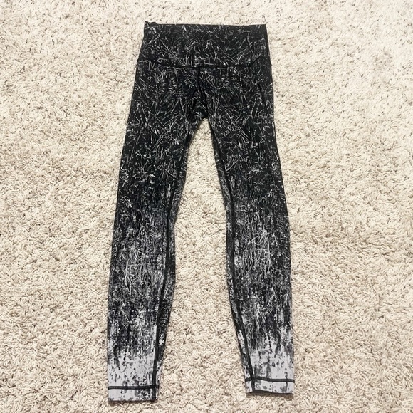 Lululemon Wunder Under High Rise Tight Nulux Alpine Black White 6 Leggings 28” - Picture 5 of 13